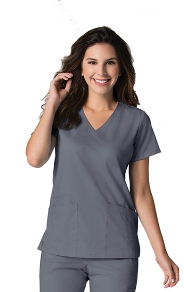 *FINAL SALE XS 1738 Maevn Scrubs EON Active Back Mesh Panel Shaped V-Neck Top