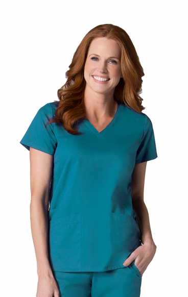 *FINAL SALE XL 1738 Maevn Scrubs EON Active Back Mesh Panel Shaped V-Neck Top