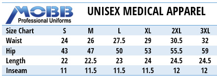 Mobb Medical Uniforms Canada - Size Chart Mobb Medical Uniforms Canada - Size Chart