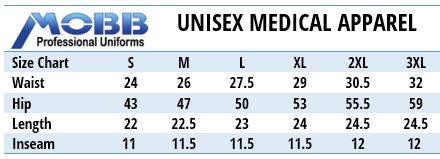 Mobb Medical Uniforms Canada - Size Chart Mobb Medical Uniforms Canada - Size Chart
