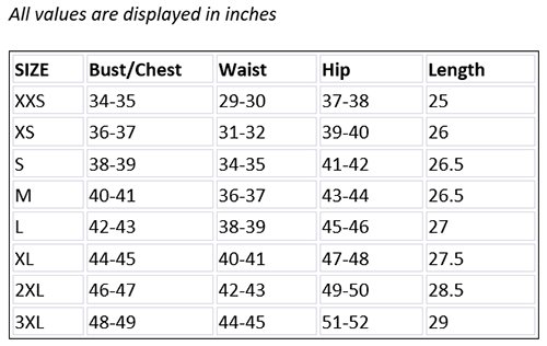 18-1060 Greentown Size Chart