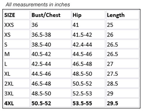 1201 Greentown Size Chart