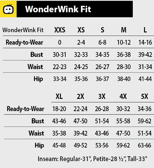 Wonderwink Size Chart