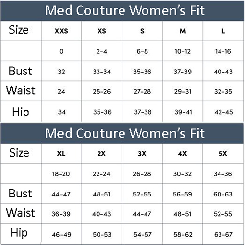 Med Couture Scrubs Women's Size Chart English
