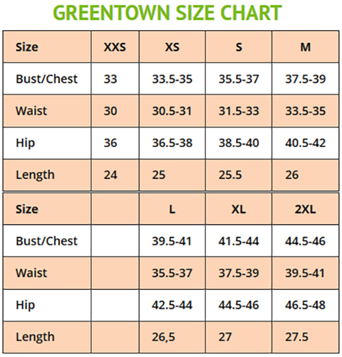 Greentown Print Size Chart ENG