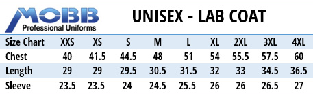 Mobb Medical Uniforms Canada - Size Chart Mobb Medical Uniforms Canada - Size Chart
