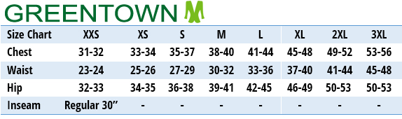 Green Town Scrubs Size Chart