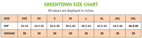 Green Town Scrubs Size Chart