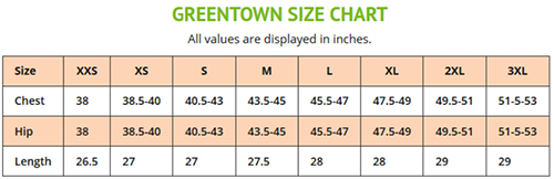 Greentown Medical Uniforms Canada - Size Chart