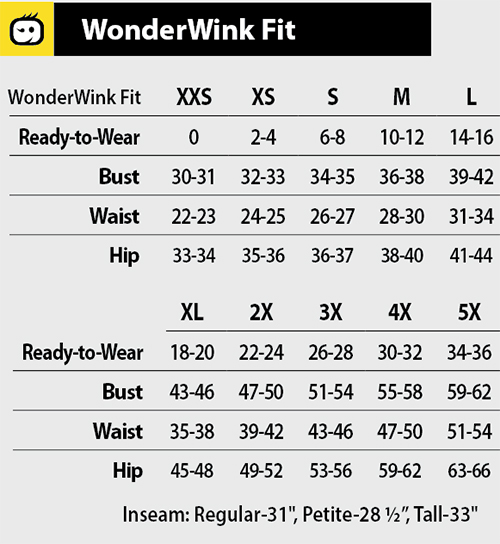 WonderWink Four-Stretch Medical Uniforms Canada - Size Chart WonderWink Four-Stretch Medical Uniforms Canada - Size Chart